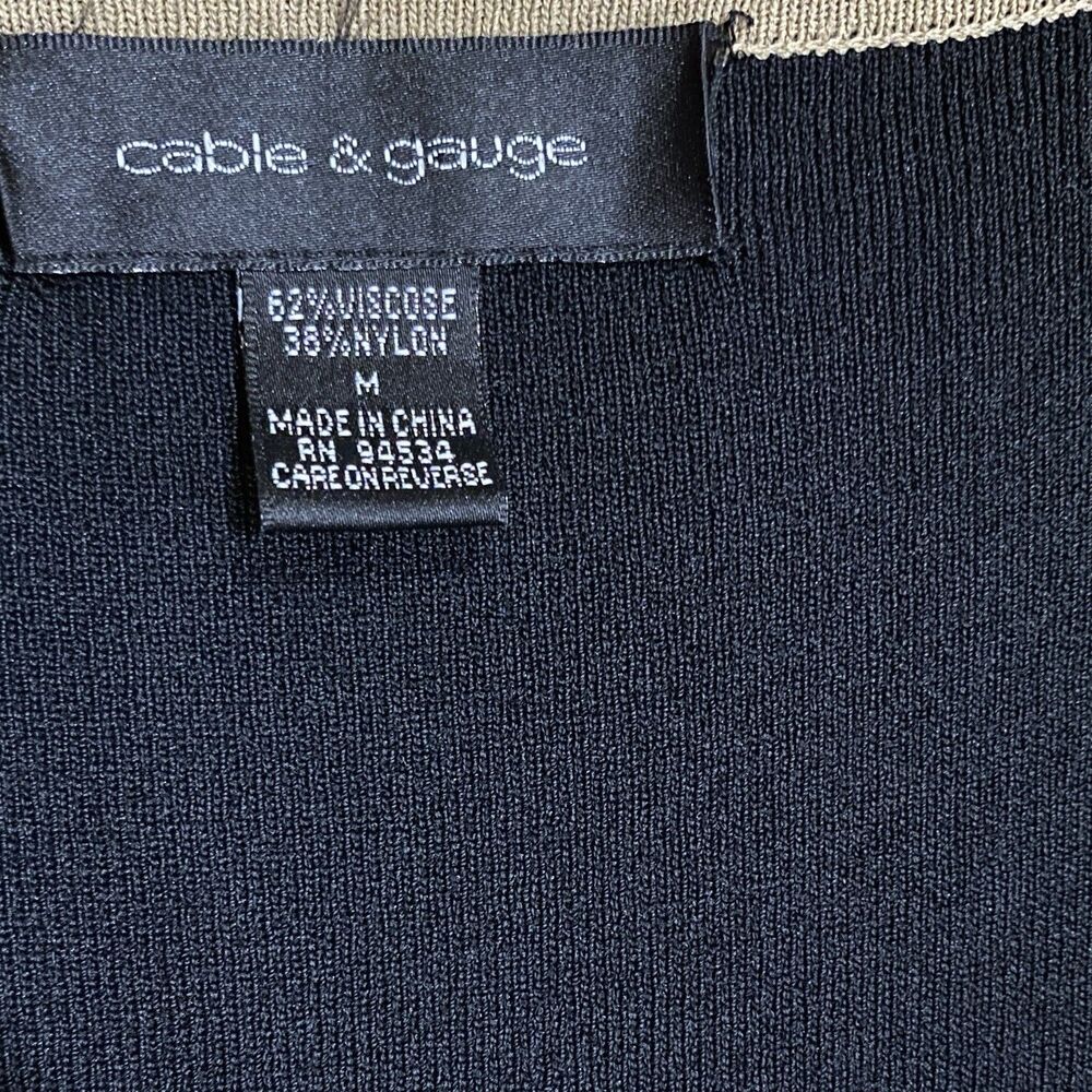 Cable & Gauge Lace up Pullover Top Sz M Black Tan Stretch Casual Blouse Shirt - Picture 5 of 8